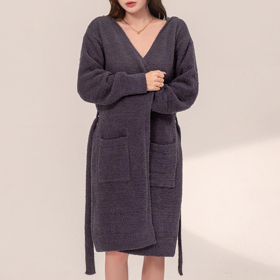 ルームウェア レディース ガウン 長袖 フード付き 防寒 羽織り カーディガン Vネック 前開き ポケット 秋冬 ルームウェア レディース ガウン 長袖 フード付き 防寒 羽織り カーディガン Vネック 前開き ポケット 秋冬