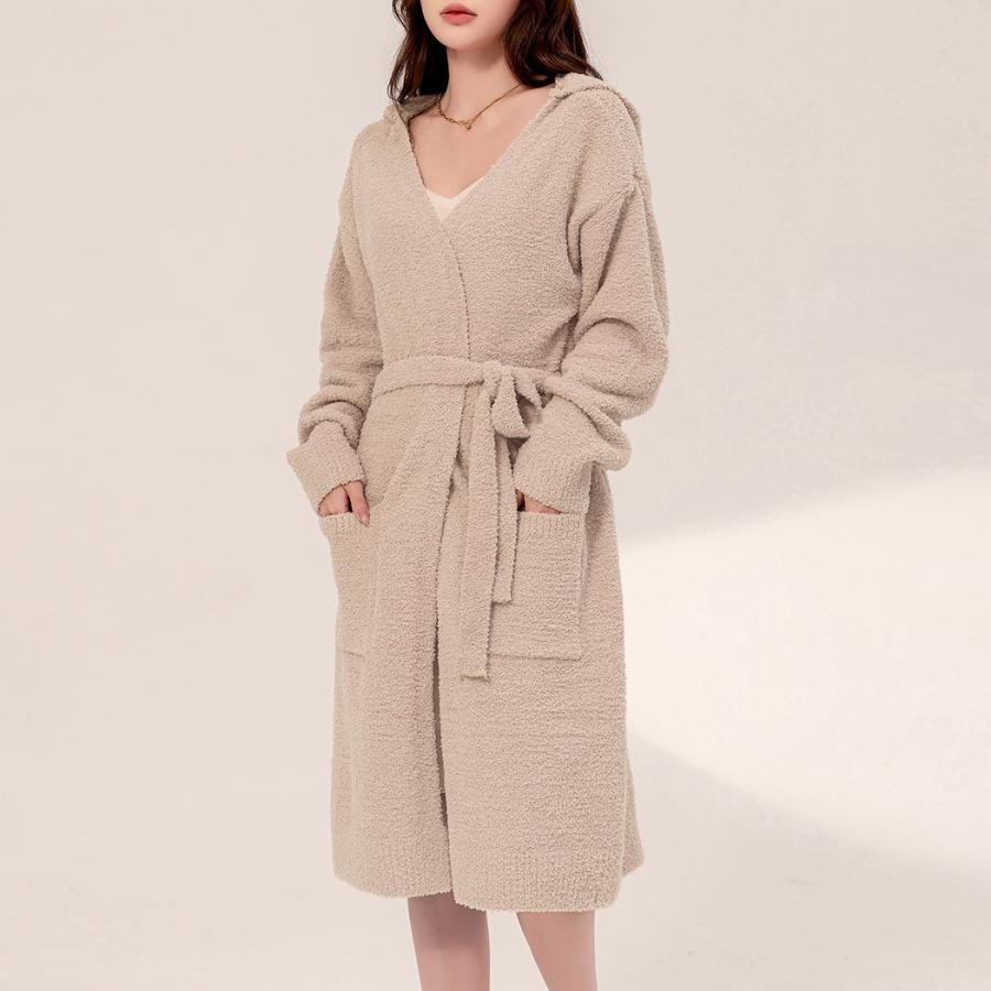 ルームウェア レディース ガウン 長袖 フード付き 防寒 羽織り カーディガン Vネック 前開き ポケット 秋冬 ルームウェア レディース ガウン 長袖 フード付き 防寒 羽織り カーディガン Vネック 前開き ポケット 秋冬