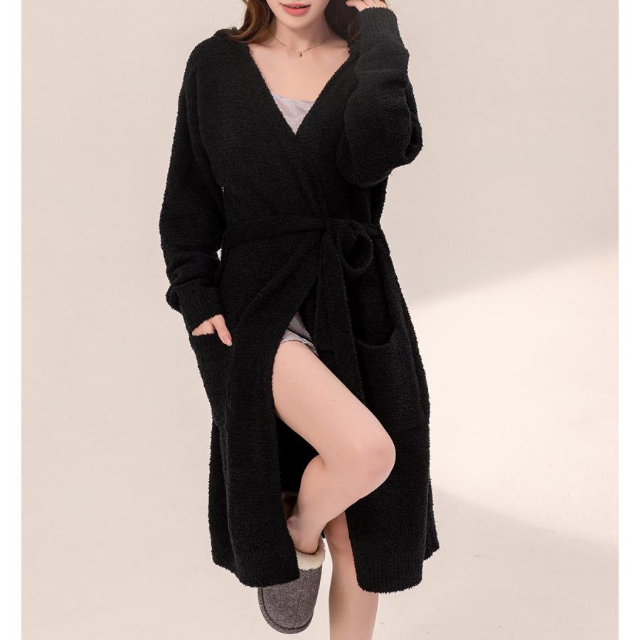 ルームウェア レディース ガウン 長袖 フード付き 防寒 羽織り カーディガン Vネック 前開き ポケット 秋冬 ルームウェア レディース ガウン 長袖 フード付き 防寒 羽織り カーディガン Vネック 前開き ポケット 秋冬