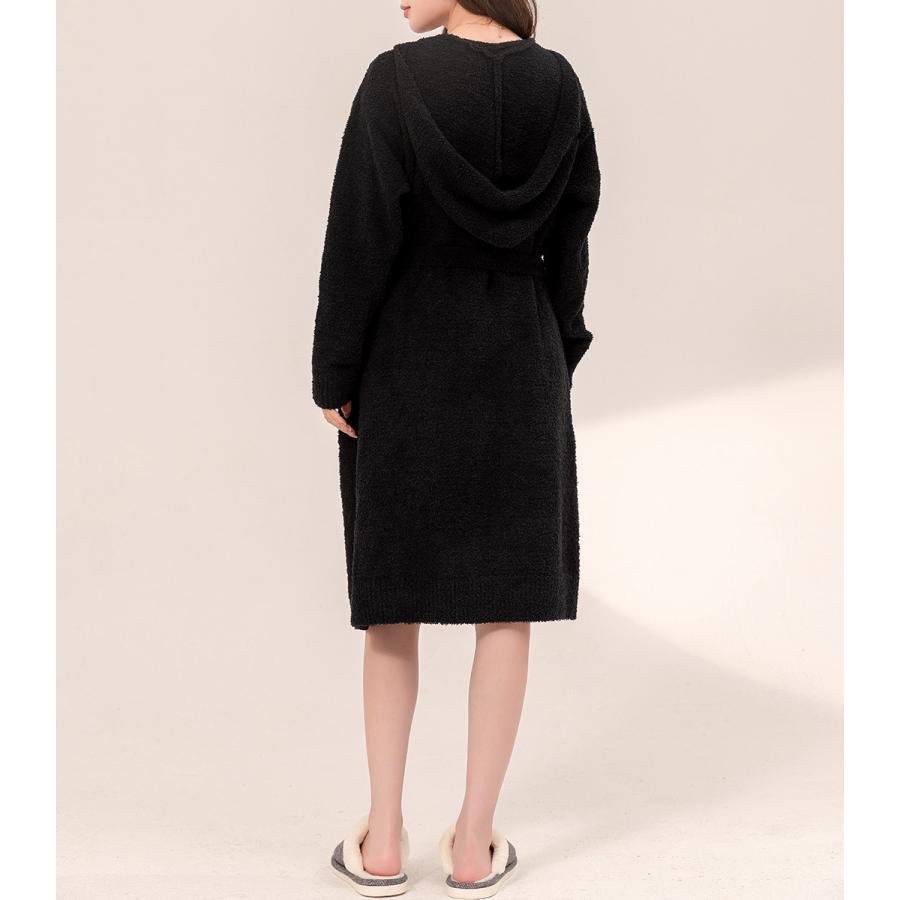 ルームウェア レディース ガウン 長袖 フード付き 防寒 羽織り カーディガン Vネック 前開き ポケット 秋冬 ルームウェア レディース ガウン 長袖 フード付き 防寒 羽織り カーディガン Vネック 前開き ポケット 秋冬