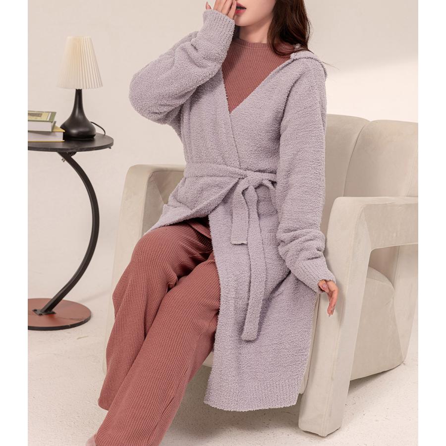 ルームウェア レディース ガウン 長袖 フード付き 防寒 羽織り カーディガン Vネック 前開き ポケット 秋冬 ルームウェア レディース ガウン 長袖 フード付き 防寒 羽織り カーディガン Vネック 前開き ポケット 秋冬