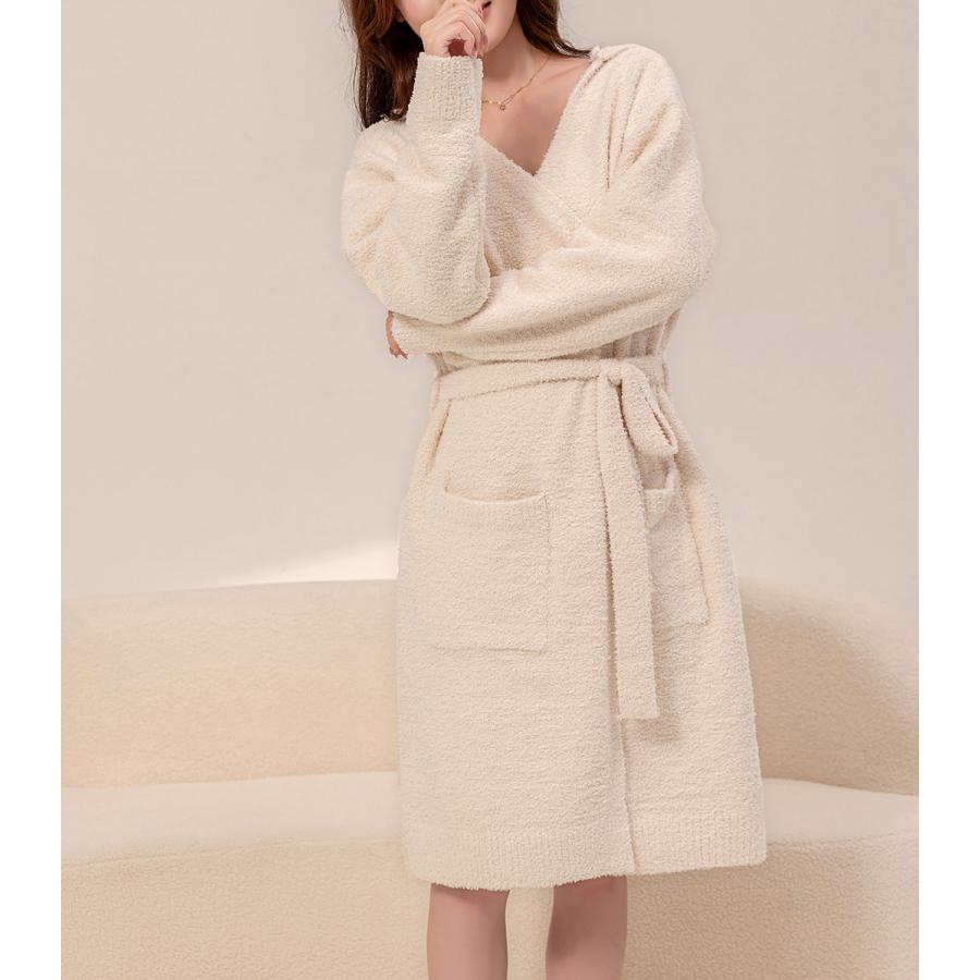 ルームウェア レディース ガウン 長袖 フード付き 防寒 羽織り カーディガン Vネック 前開き ポケット 秋冬 ルームウェア レディース ガウン 長袖 フード付き 防寒 羽織り カーディガン Vネック 前開き ポケット 秋冬