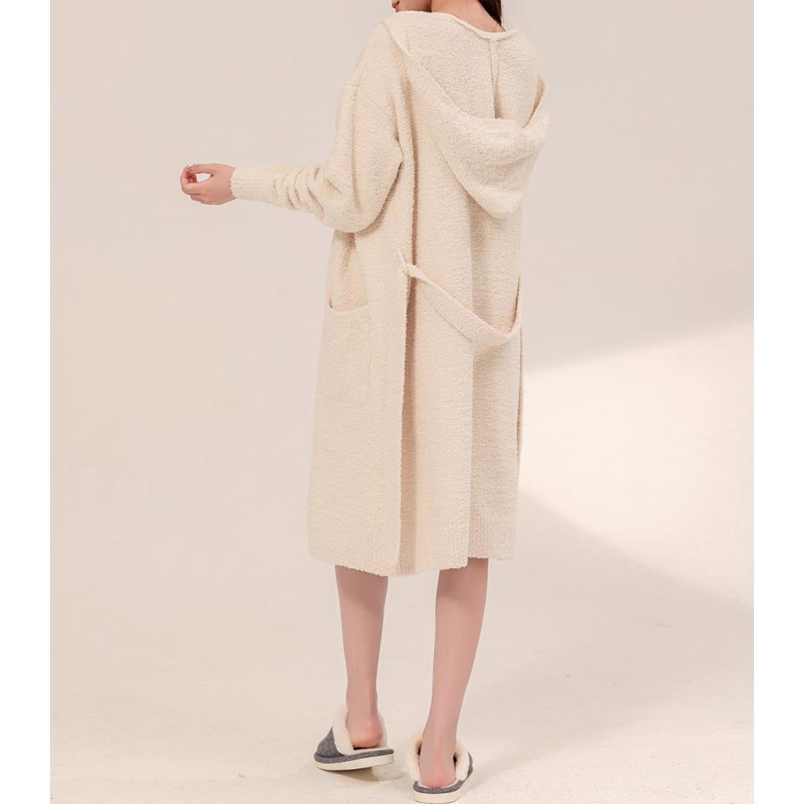 ルームウェア レディース ガウン 長袖 フード付き 防寒 羽織り カーディガン Vネック 前開き ポケット 秋冬 ルームウェア レディース ガウン 長袖 フード付き 防寒 羽織り カーディガン Vネック 前開き ポケット 秋冬