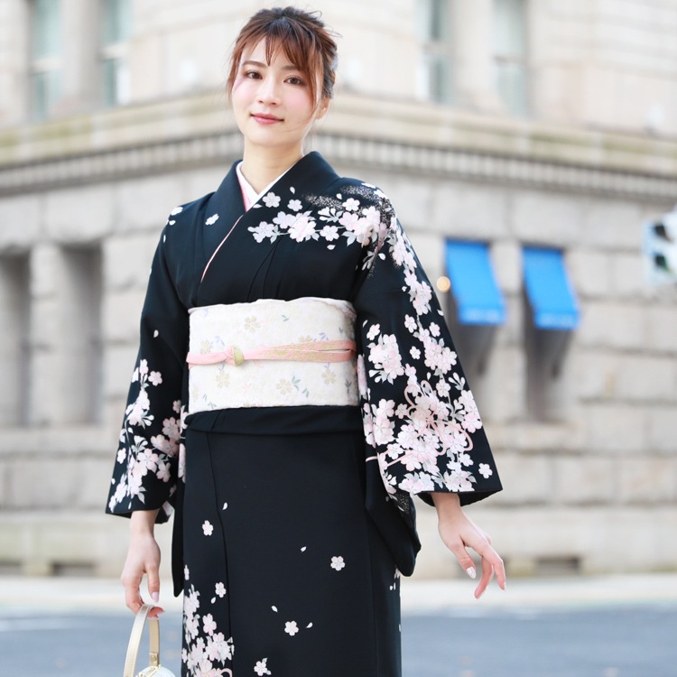 レンタル 訪問着 レンタル １９点フルコーディネートレンタルセット モダン 粋 結婚式 披露宴　七五三 ママ お茶会 安い 黒 花柄 30代 40代 50代 60代