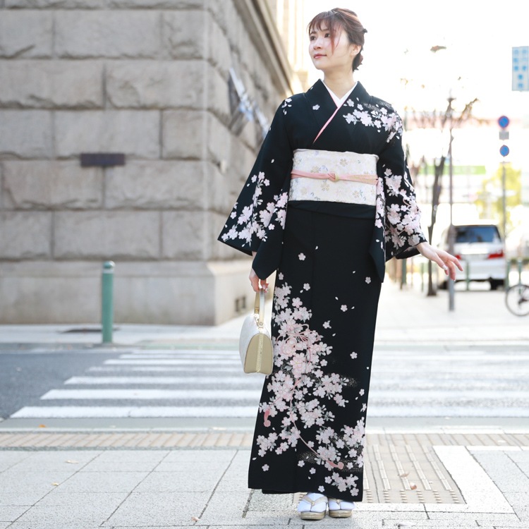 レンタル 訪問着 レンタル １９点フルコーディネートレンタルセット モダン 粋 結婚式 披露宴　七五三 ママ お茶会 安い 黒 花柄 30代 40代 50代 60代