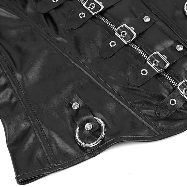 Qoo10] ブラックレザースーツ コルセット（ショル