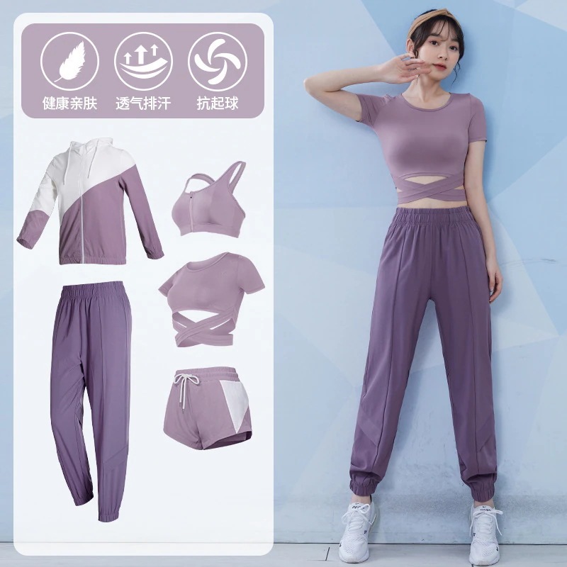 スポーツウェアレディーススポーツウェア5点セットヨガウェアセット女性用ヨガウェア夏のファッション気質スポーツウェア高級タイトフィットトレーニングスウェットシャツモーニングランニングジムウェアセットスポ スポーツウェアレディーススポーツウェア5点セットヨガウェアセット女性用ヨガウェア夏のファッション気質スポーツウェア高級タイトフィットトレーニングスウェットシャツモーニングランニングジムウェアセットスポ