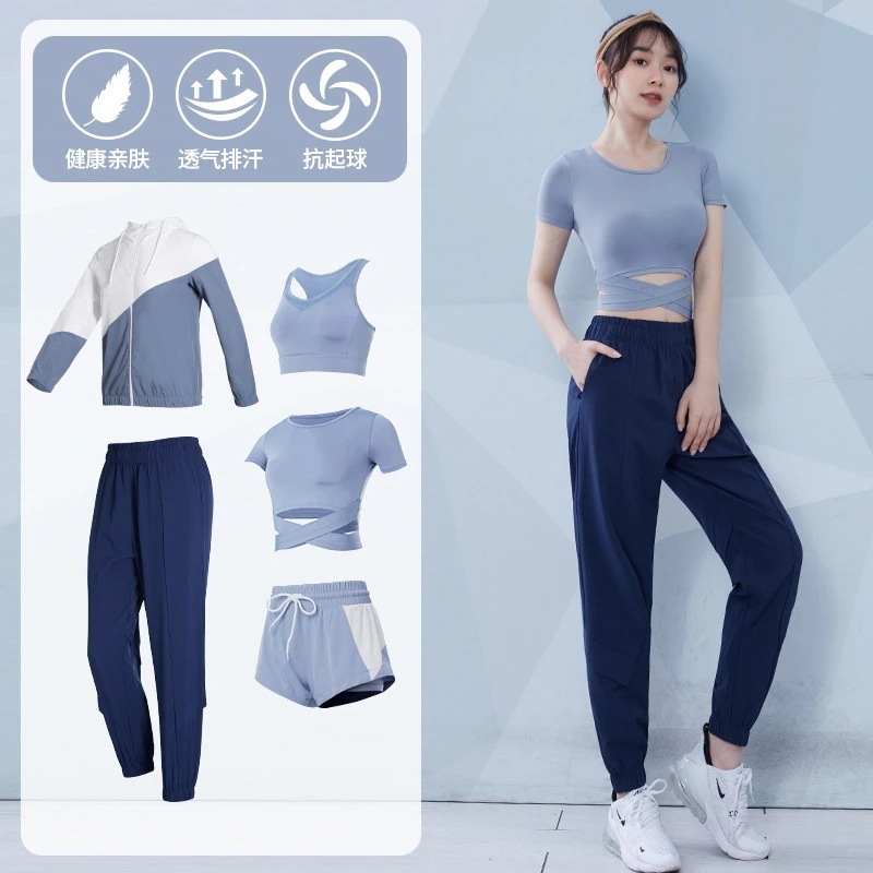 スポーツウェアレディーススポーツウェア5点セットヨガウェアセット女性用ヨガウェア夏のファッション気質スポーツウェア高級タイトフィットトレーニングスウェットシャツモーニングランニングジムウェアセットスポ スポーツウェアレディーススポーツウェア5点セットヨガウェアセット女性用ヨガウェア夏のファッション気質スポーツウェア高級タイトフィットトレーニングスウェットシャツモーニングランニングジムウェアセットスポ