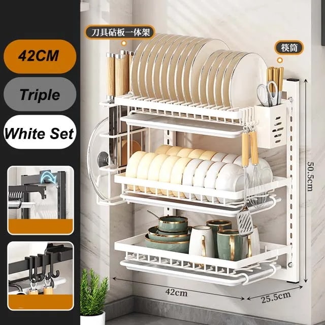 壁掛け式キッチンディッシュラック多機能収納穴なし食器棚箸ナイフプレートドラニング mdprevattcaulkingandwaterproofing.com
