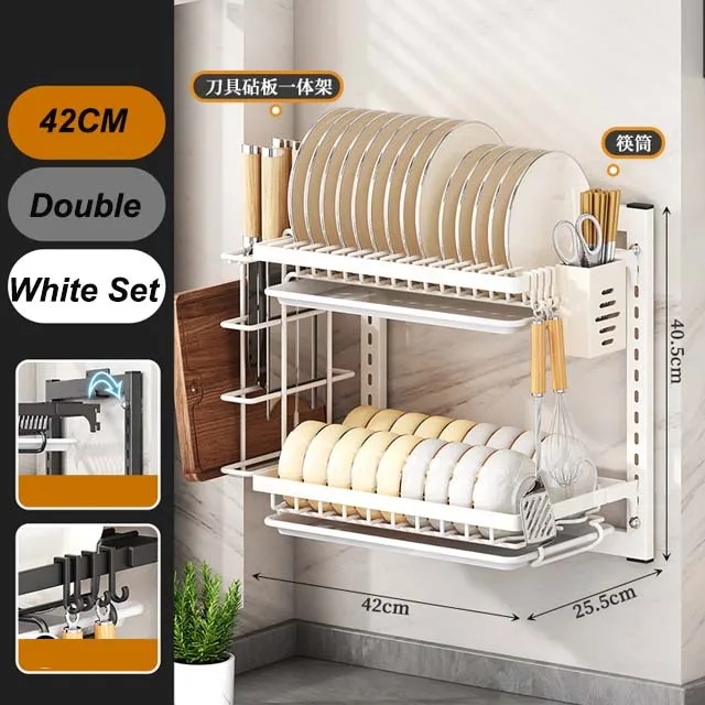 壁掛け式キッチンディッシュラック多機能収納穴なし食器棚箸ナイフプレートドラニング mdprevattcaulkingandwaterproofing.com