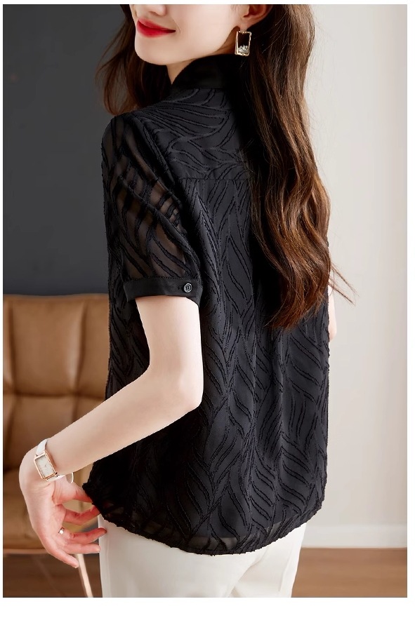 黒 シャツ 女性 半袖 ルーズ スリム シフォン トップ デザインセンス ニッチ オールマッチ シャツ 個性的 トップス Tシャツ シャツ 袖あり 半袖 襟付き きれいめ シンプル カジュアル 大人 黒 シャツ 女性 半袖 ルーズ スリム シフォン トップ デザインセンス ニッチ オールマッチ シャツ 個性的 トップス Tシャツ シャツ 袖あり 半袖 襟付き きれいめ シンプル カジュアル 大人