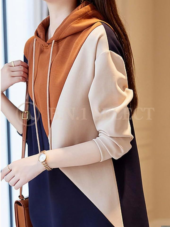 ワンピース パーカー レディース 春 秋 膝下 丈 カジュアル BN225( マルチカラー, L) ワンピース パーカー レディース 春 秋 膝下 丈 カジュアル BN225( マルチカラー, L)