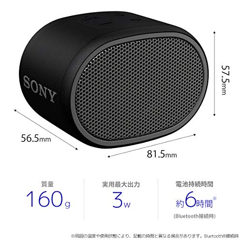 ソニー(SONY) ワイヤレスポータブルスピーカー SRS-XB01 B] : 防水 Bluetooth スマホなしで操作可能 ストラップ付属 2018年モデル / マイク付き/ ブラック