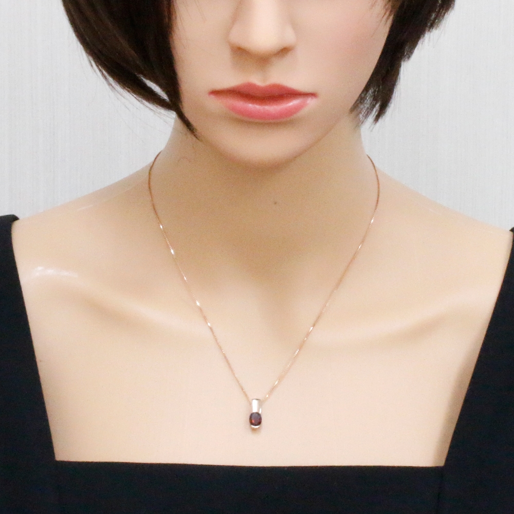 ネックレス 18金 K18ピンクゴールド ガーネット 中古 美品 ネックレス 18金 K18ピンクゴールド ガーネット 中古 美品