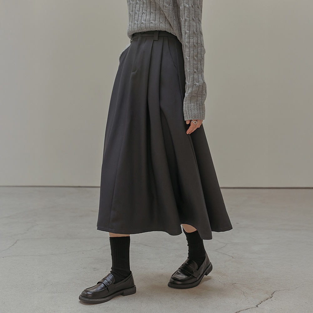 S-2XLロンテッドスパンピンタックバンディングロングスカート S-2XLロンテッドスパンピンタックバンディングロングスカート