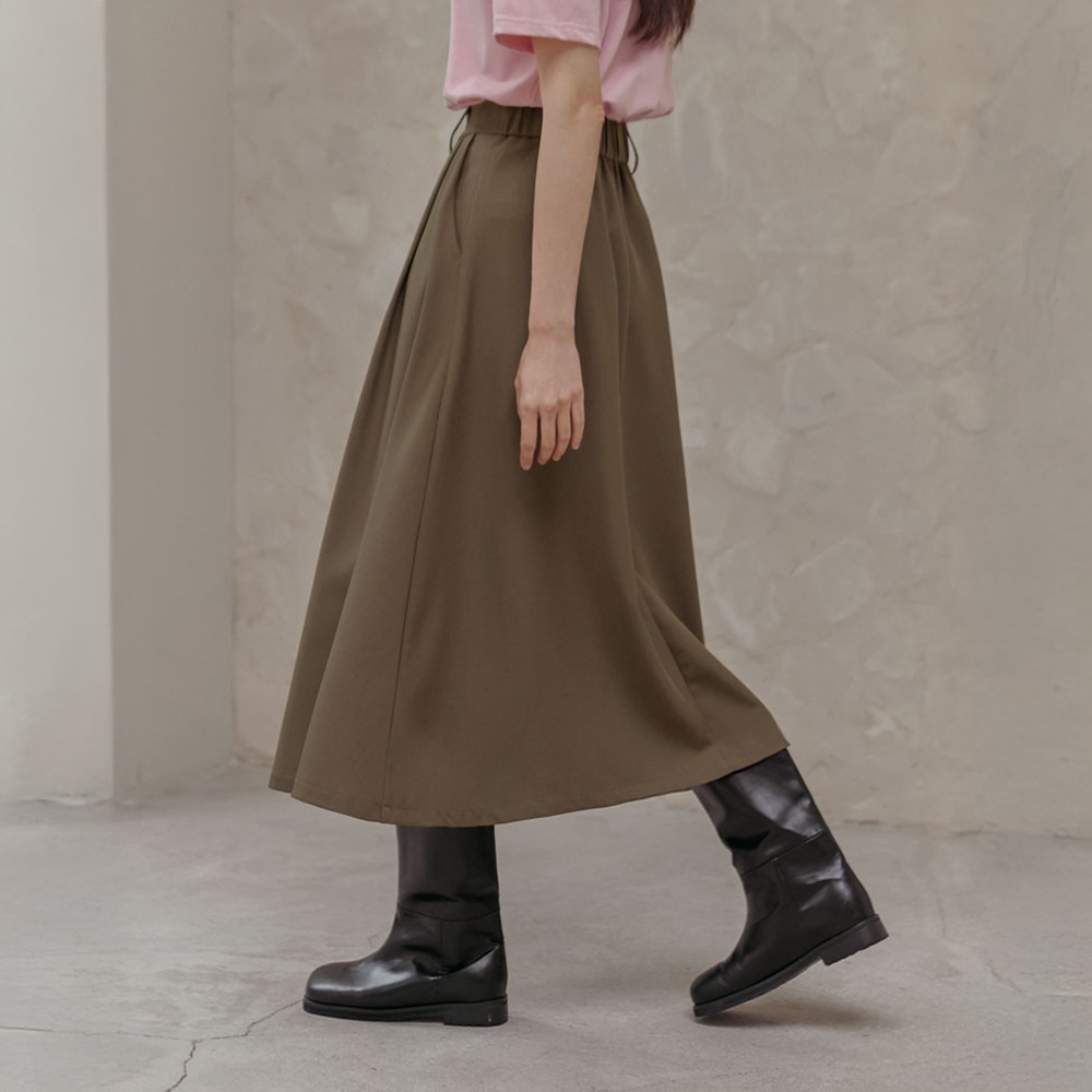 S-2XLロンテッドスパンピンタックバンディングロングスカート S-2XLロンテッドスパンピンタックバンディングロングスカート