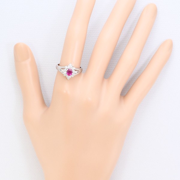 PT900 プラチナ リング 指輪 14号 ルビー 0.52 ダイヤ 0.30 ジュエリー 中古 PT900 プラチナ リング 指輪 14号 ルビー 0.52 ダイヤ 0.30 ジュエリー 中古