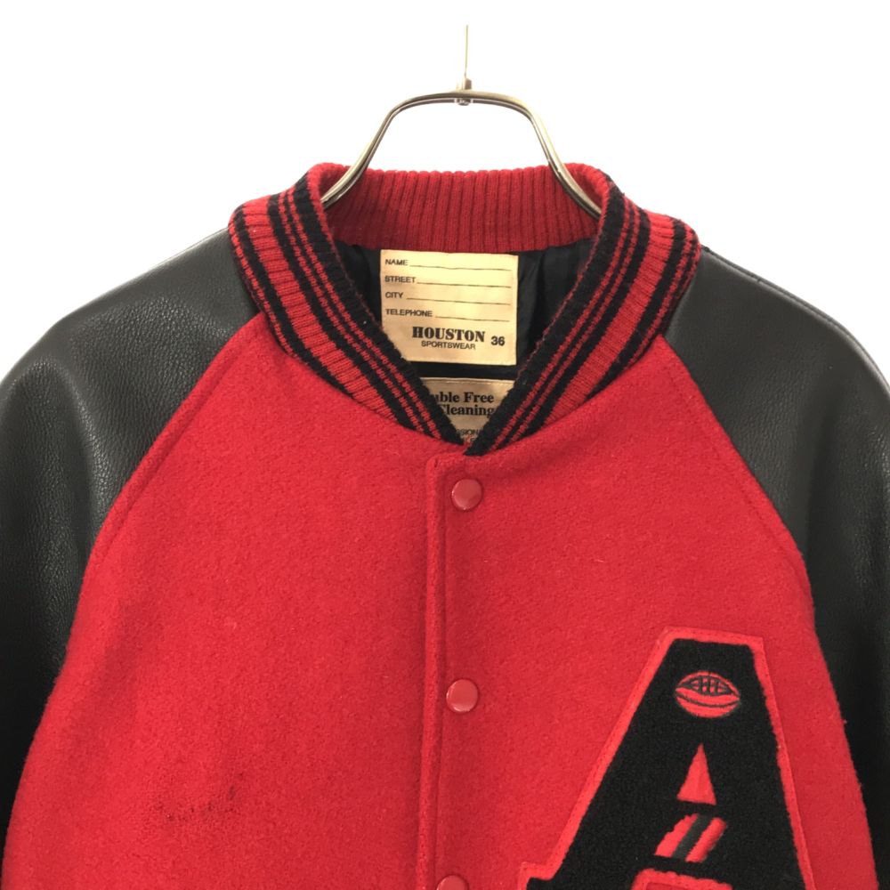 袖レザー スタジャン S レッド ウールブレンド メンズ 袖レザー スタジャン S レッド ウールブレンド メンズ