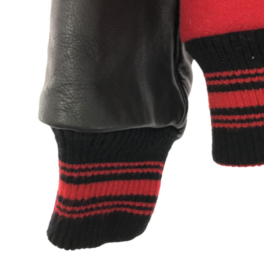 袖レザー スタジャン S レッド ウールブレンド メンズ 袖レザー スタジャン S レッド ウールブレンド メンズ