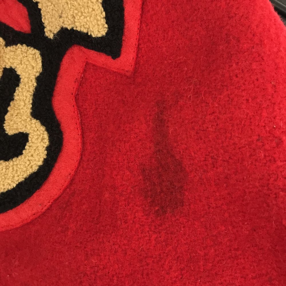 袖レザー スタジャン S レッド ウールブレンド メンズ 袖レザー スタジャン S レッド ウールブレンド メンズ