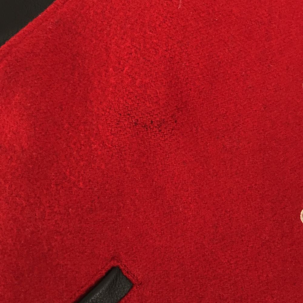 袖レザー スタジャン S レッド ウールブレンド メンズ 袖レザー スタジャン S レッド ウールブレンド メンズ