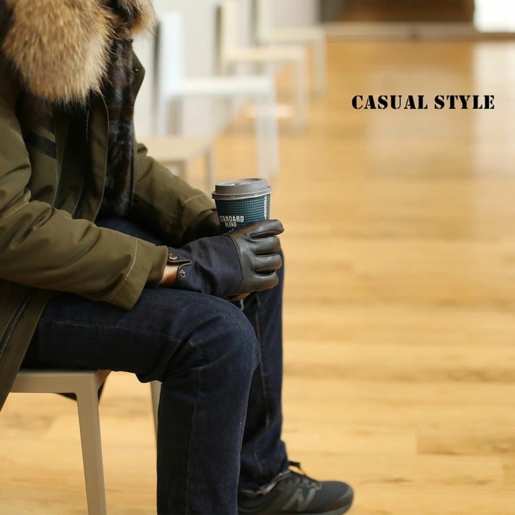 レザー グローブ 手袋 メンズ 革 防寒 スマホ タブレット 対応 本革 羊革 秋 冬 男性 かっこいい 暖かい レザー手袋 革手袋 コンビネーション 【ネコポスで送料無料】 【名入れ 可能】 スマホ