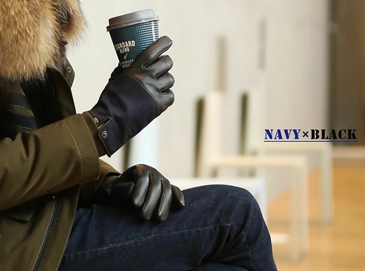 レザー グローブ 手袋 メンズ 革 防寒 スマホ タブレット 対応 本革 羊革 秋 冬 男性 かっこいい 暖かい レザー手袋 革手袋 コンビネーション 【ネコポスで送料無料】 【名入れ 可能】 スマホ