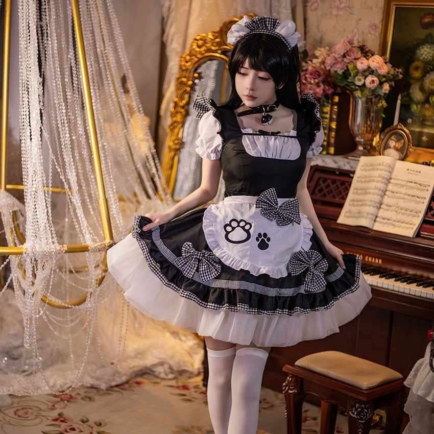 猫娘古典系白黒メイド服メイド服ハロウィーン服コスプレ衣装 猫娘古典系白黒メイド服メイド服ハロウィーン服コスプレ衣装