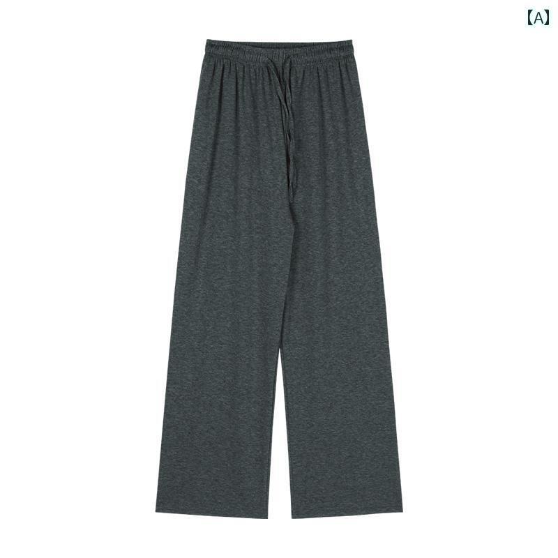 パンツ レディース 秋 冬 カジュアル ボトムス グレー ち 米 スウェット ストレート ドレープ ワイド レッグ ウォーキング スポーツ