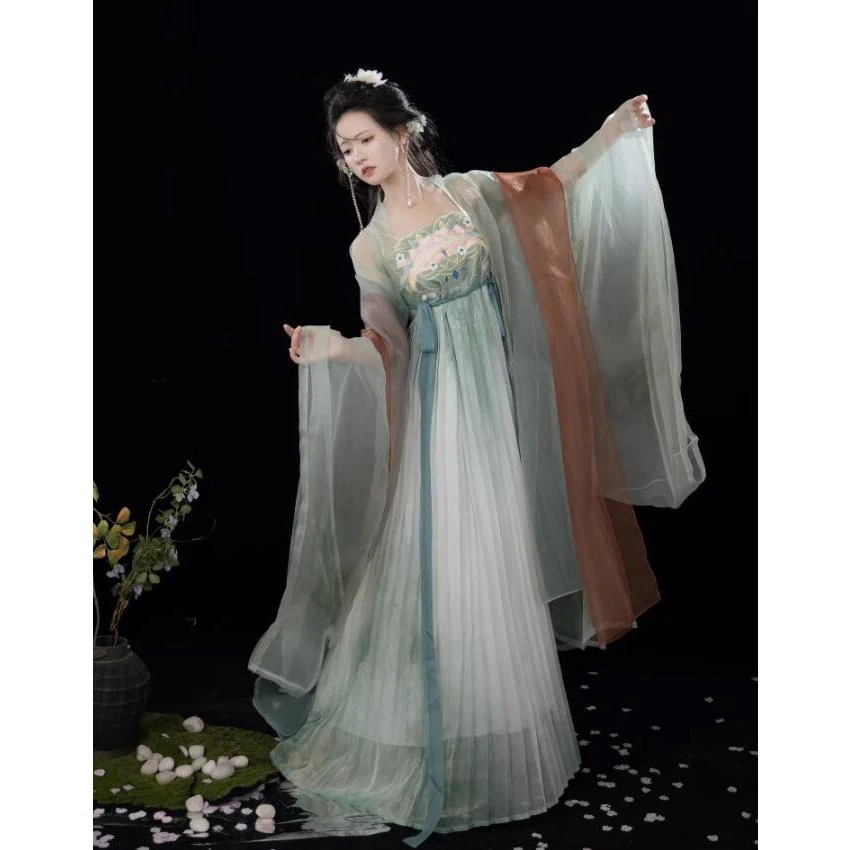漢服古風ドレス レディース中華服 唐装漢服コスプレ　ロング丈羽織+ワンピース　ショール 仙女古典美人服 チャイナ服 仮装 学園祭文化祭 古代衣装 女性とても安い