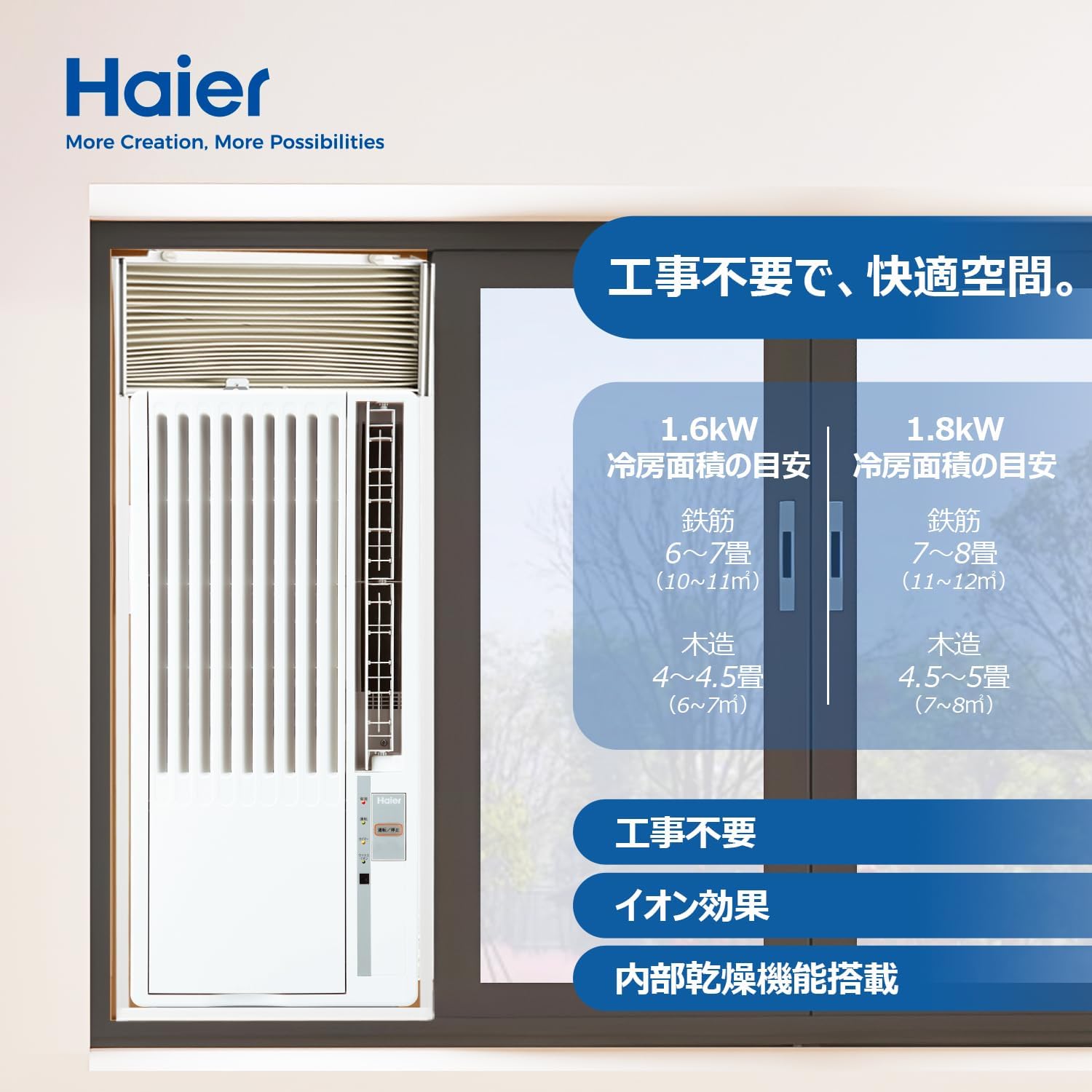 ハイアール(Haier) 窓用エアコン ウィンドウエアコン【工事不要】JA