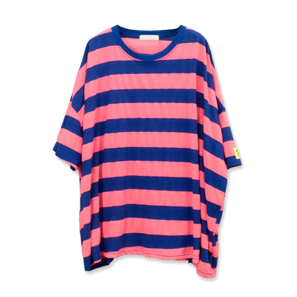 ワッペン ストライプ オーバーフィット 半袖 ビッグサイズ Tシャツ ロングTシャツ