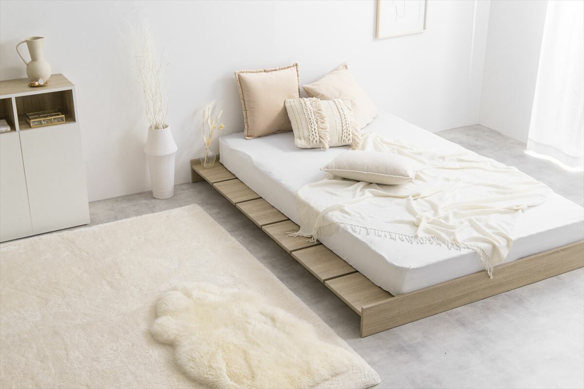 セミダブル】Yuseong 幅140cmすのこローベッド(ボンネル) ベッド