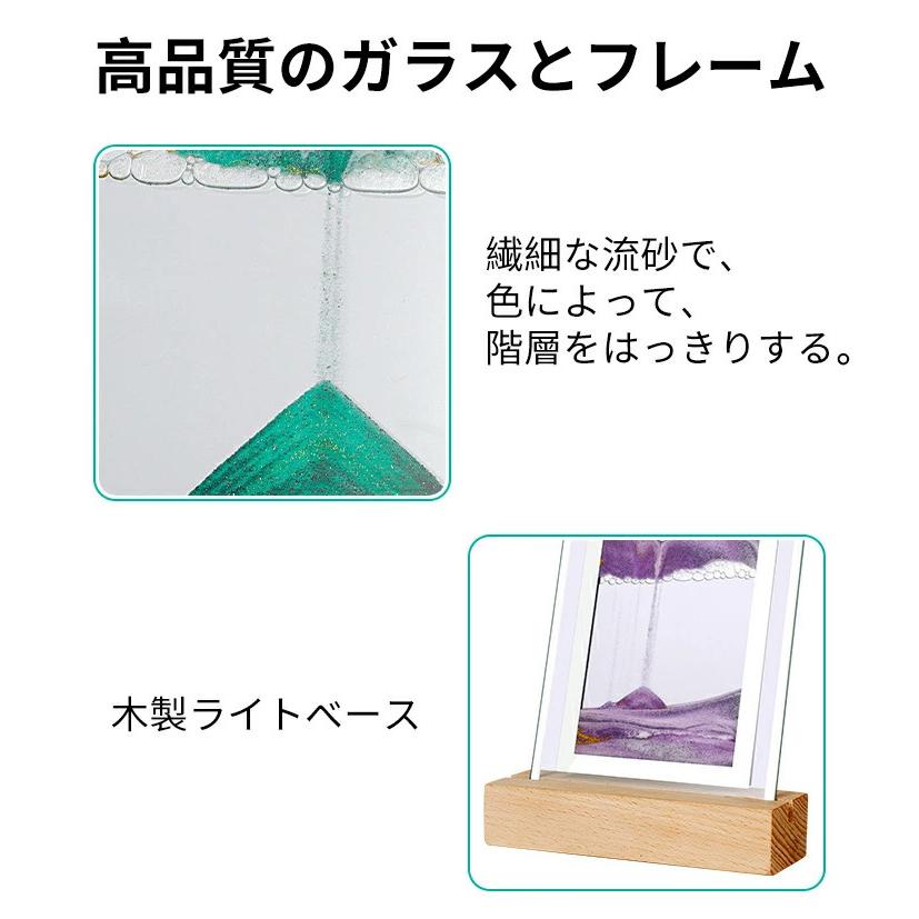 砂時計 3D ライト付き 置物 絵画 砂時計画像 流砂絵 流れる 砂絵時計 流れ砂時計 丸い流砂塗装 装飾品 部屋飾り 店飾り ガラス 砂