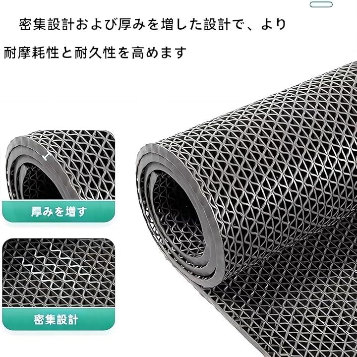 業務用滑り止めマット PVC ゴムマット 歩行滑り止めマット 厚さ4.5mm 透水マット 穴あき 風呂マット プール下マット 玄関マット 屋外 抗菌 速乾(レッド, 1.2x15m)