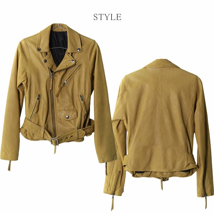 訳ありゴートレザーダブルライダースジャケットレディースキャメル7号 訳ありゴートレザーダブルライダースジャケットレディースキャメル7号