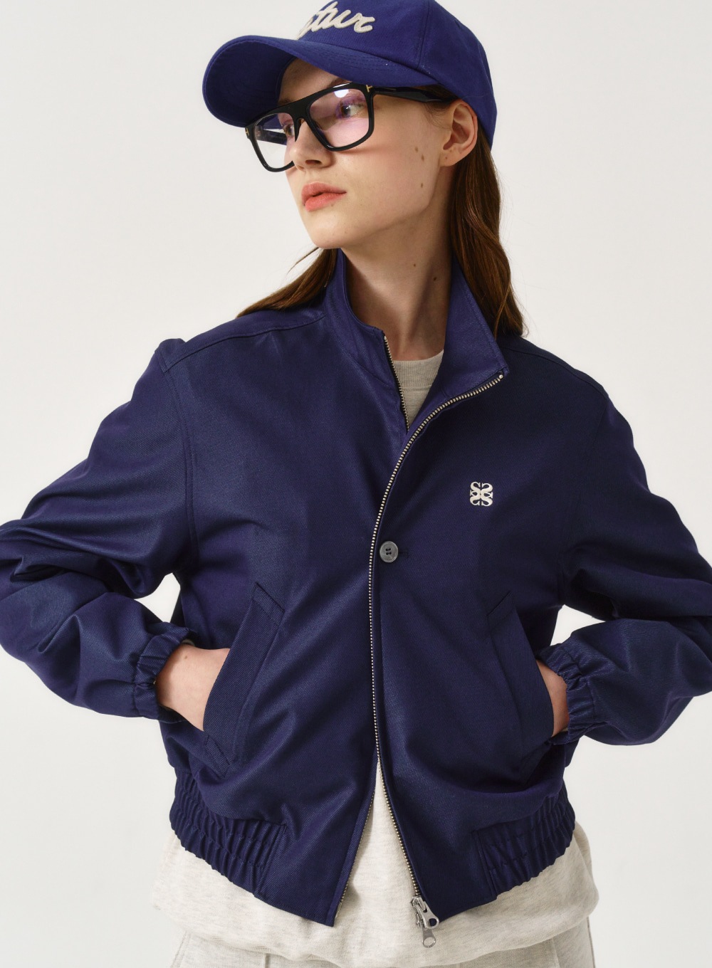 SATUR】 (W) LECCE TWO TONE ZIP UP JACKET : GLITTER RETRO BLUE SATUR】 (W) LECCE TWO TONE ZIP UP JACKET : GLITTER RETRO BLUE