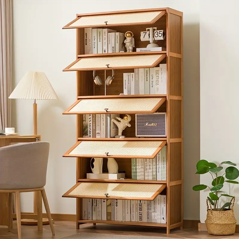 モダンミニマリスト木製収納キャビネット編み込みドア＆引き出し2つ付き - キッチン・リビングルーム・玄関用多目的オーガナイザーホームデコレーションのためのコンパクトな長方形デザインと装飾トップ