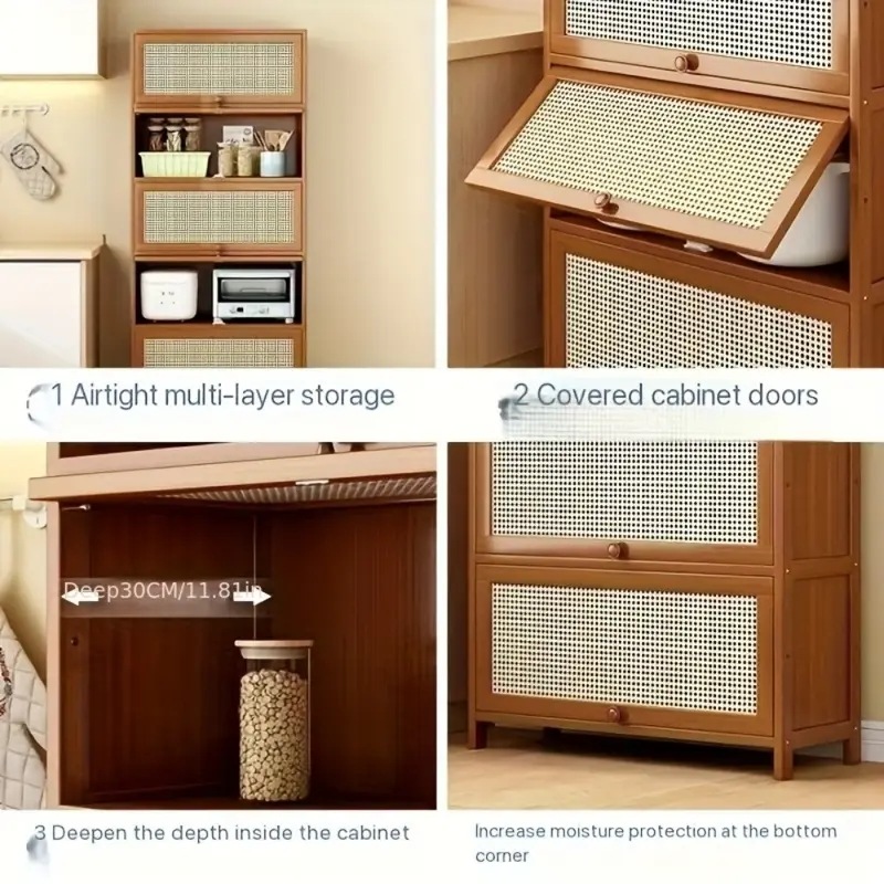 モダンミニマリスト木製収納キャビネット編み込みドア＆引き出し2つ付き - キッチン・リビングルーム・玄関用多目的オーガナイザーホームデコレーションのためのコンパクトな長方形デザインと装飾トップ