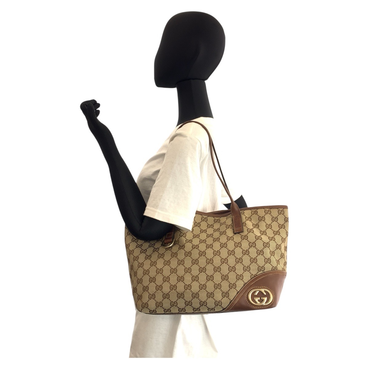 美品 ニューブリッド ベージュ ブラウン ゴールド金具 GGキャンバス/レザー 169946 トートバッグ ショルダーバッグ レディース 501358 美品 ニューブリッド ベージュ ブラウン ゴールド金具 GGキャンバス/レザー 169946 トートバッグ ショルダーバッグ レディース 501358