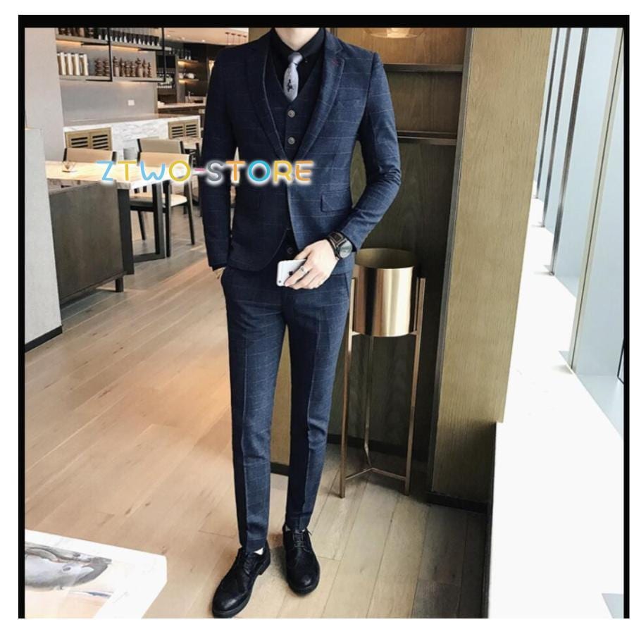 スーツ メンズ サイズＭ～5XL 3点セット 二つボタン 　ェック柄250-1 62215.jpg