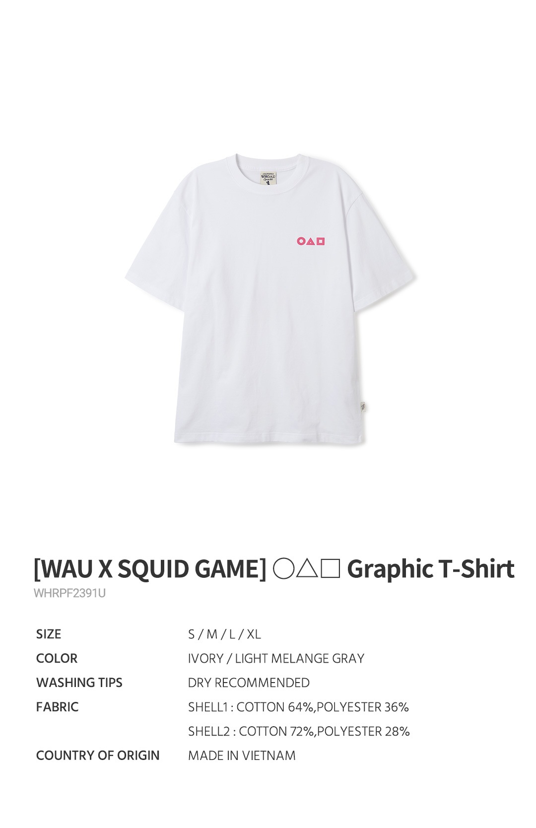[WAU x SQUID GAME] イカゲームグラフィックTシャツ 2色 Graphic T-Shirt 2color / ユニセックス