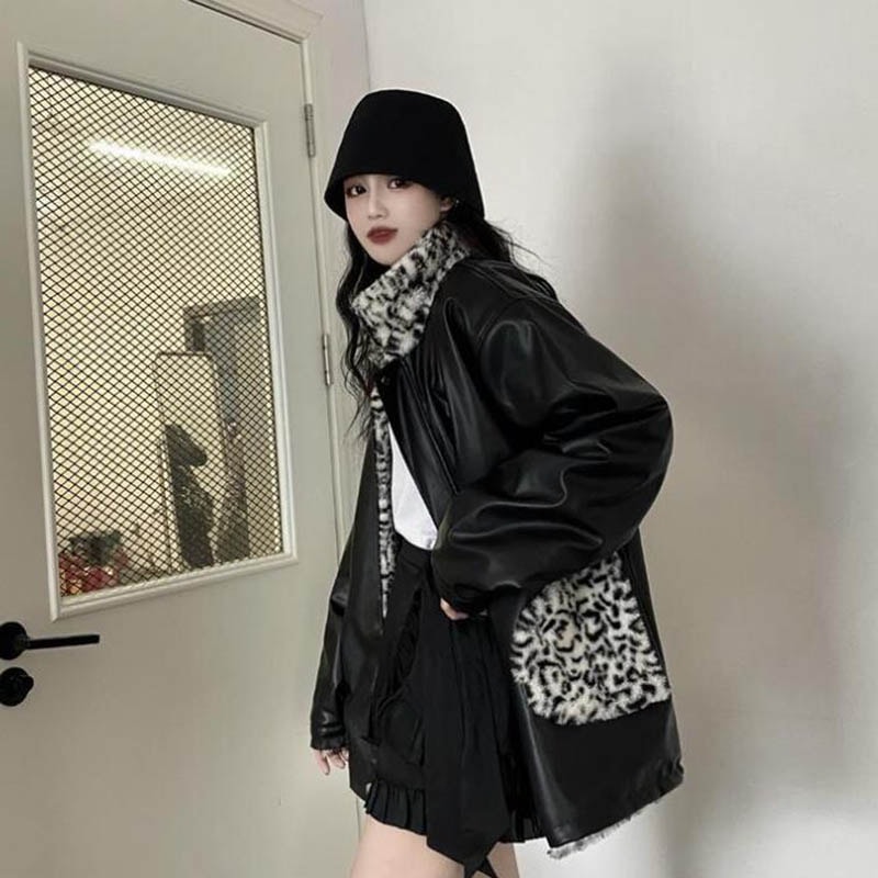 goa レザーライダースジャケット　ラクーンファー　3way レオパード goa レザーライダースジャケット ラクーンファー 3way