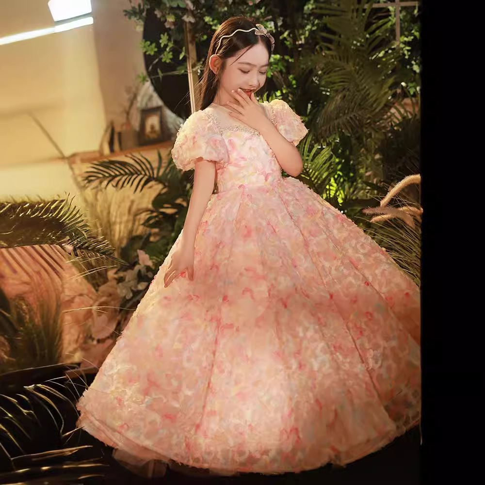 ピンクガールドレスプリンセススカートフラワーチャイルドウェディングホストファッショナブルチルドレンパフォーマンスコスム ピンクガールドレスプリンセススカートフラワーチャイルドウェディングホストファッショナブルチルドレンパフォーマンスコスム