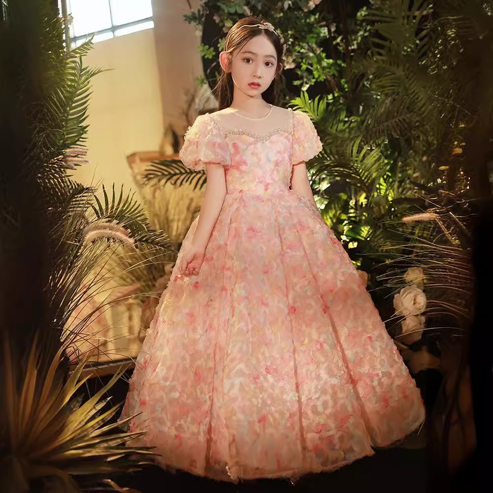ピンクガールドレスプリンセススカートフラワーチャイルドウェディングホストファッショナブルチルドレンパフォーマンスコスム ピンクガールドレスプリンセススカートフラワーチャイルドウェディングホストファッショナブルチルドレンパフォーマンスコスム