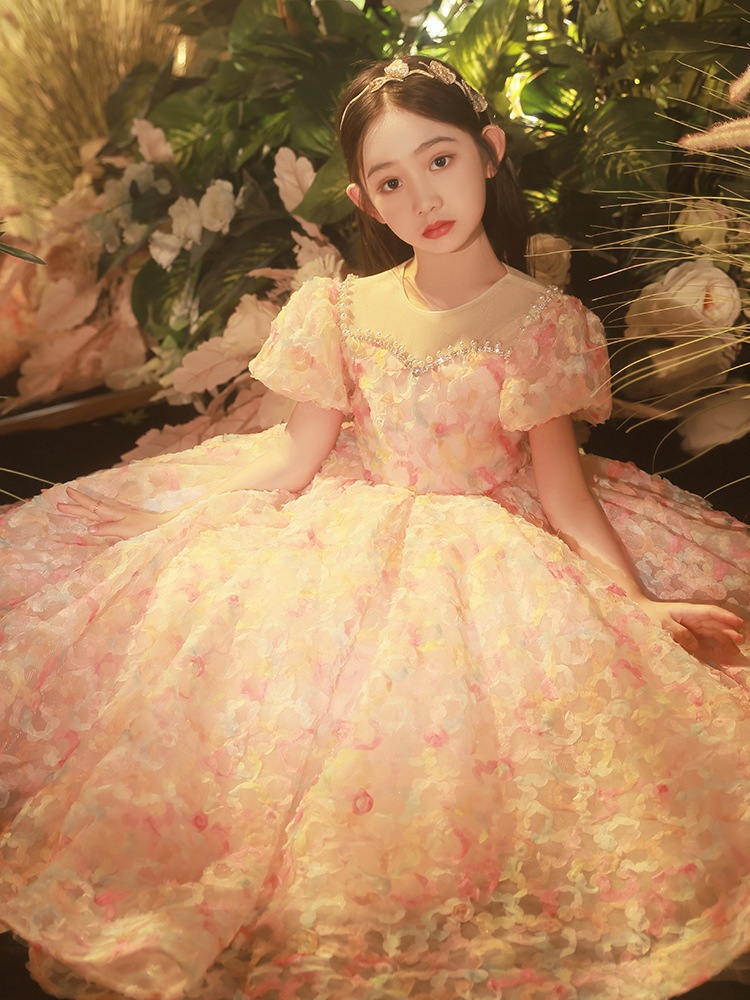 ピンクガールドレスプリンセススカートフラワーチャイルドウェディングホストファッショナブルチルドレンパフォーマンスコスム ピンクガールドレスプリンセススカートフラワーチャイルドウェディングホストファッショナブルチルドレンパフォーマンスコスム