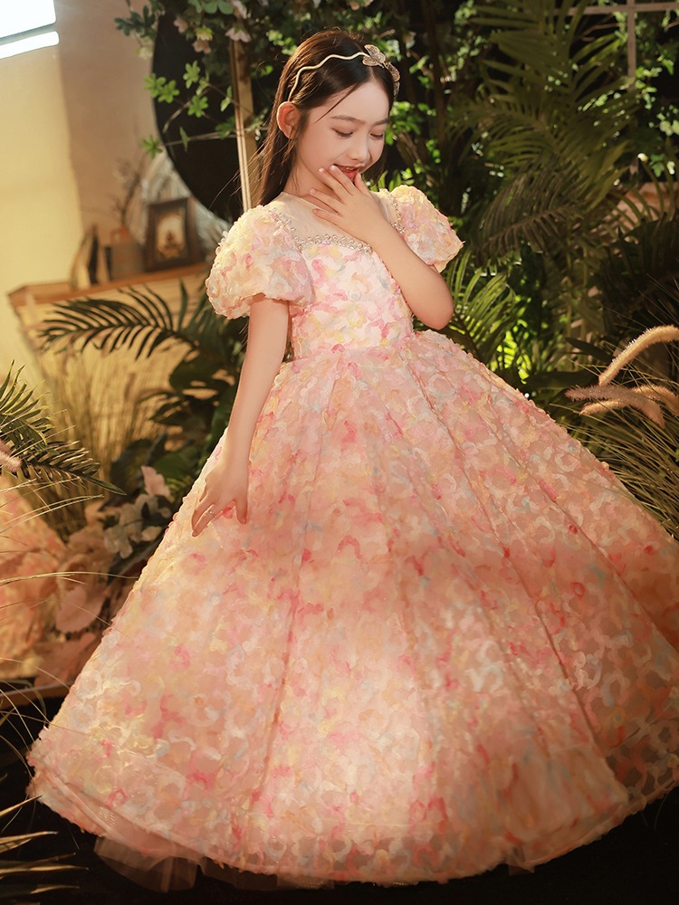 ピンクガールドレスプリンセススカートフラワーチャイルドウェディングホストファッショナブルチルドレンパフォーマンスコスム ピンクガールドレスプリンセススカートフラワーチャイルドウェディングホストファッショナブルチルドレンパフォーマンスコスム