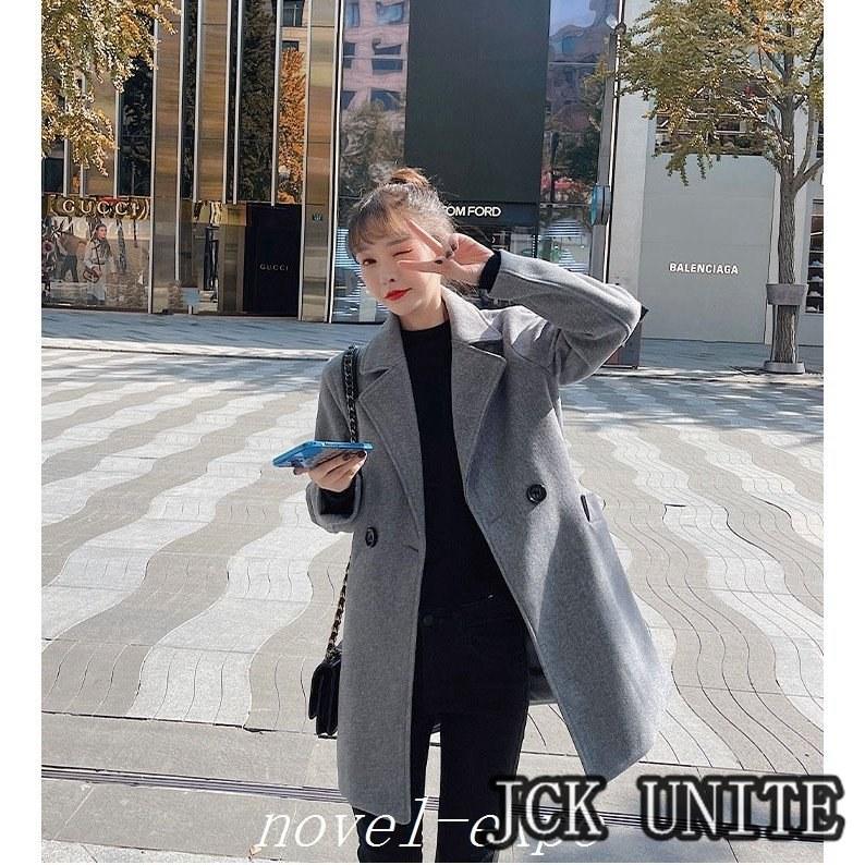 人気品超目玉チェスターコートレディースコートロング丈ゆったり冬コーデ防寒着アウターおしゃれ着痩せ厚暖かい体型カバー秋冬グレー韓国204050