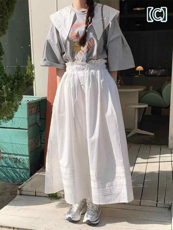 Tシャツ ブラウス 女の子 イラスト ビッグカラー レトロ ホーンスリーブ 大きめ ロングスカート 透け感 ギャザー 韓国系 セットアップ レディース 可愛い 白 ベージュ グレー ナチュラル 森ガー Tシャツ ブラウス 女の子 イラスト ビッグカラー レトロ ホーンスリーブ 大きめ ロングスカート 透け感 ギャザー 韓国系 セットアップ レディース 可愛い 白 ベージュ グレー ナチュラル 森ガー