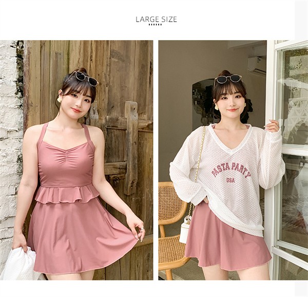 3点セット 水着 レディース 体型カバー 大きいサイズ ラッシュガード 長袖 セパレート 露出控えめ インナーパンツ ボーイレッグ ワイヤーなし パッド付 海 プール リゾート おしゃれ ぽっちゃ